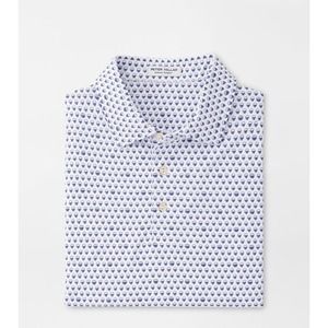 Peter Millar Golf Shirt Polo CS Summer Comfort Seeing Double Print Large White